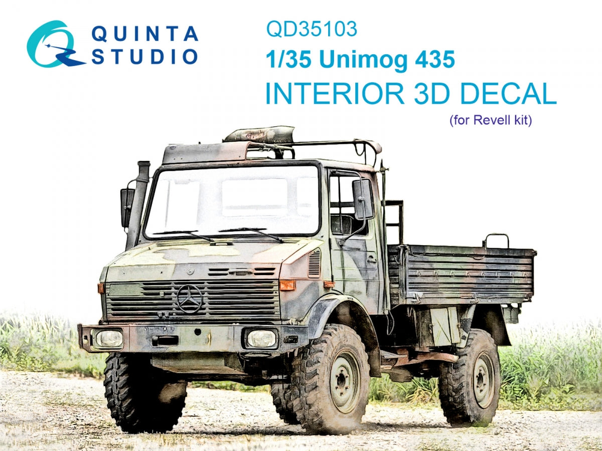 Quinta Studio QD35103 Unimog 435 3D-Printed &amp; colored Interior on decal paper (Revell) 1/35