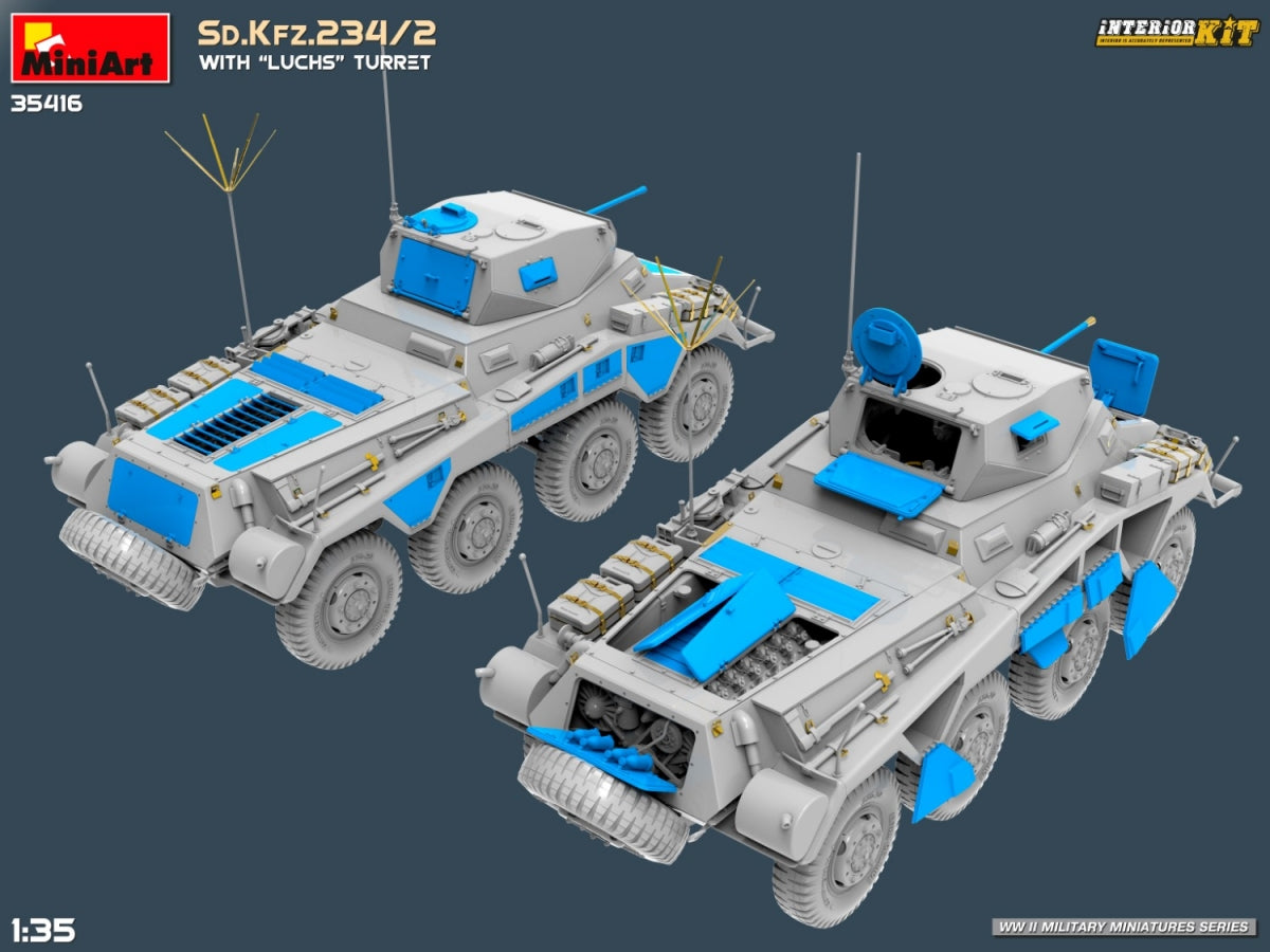MiniArt 35416 Sd.Kfz.234/2 WITH LUCHS TURRET. INTERIOR KIT 1/35 – immagine 7