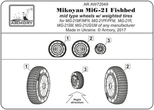 Armory Models AW72049 Mikoyan MiG-21 Fishbed wheels w/ weighted tires, mid 1/72 – Bild 6