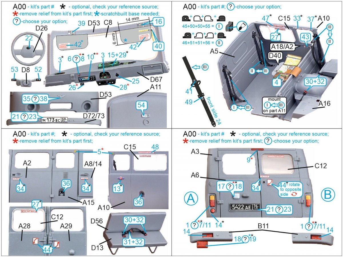 Quinta Studio QD35045 UAZ-3909 3D-Printed &amp;amp; coloured Interior on decal paper (Zvezda) 1/35 – immagine 11