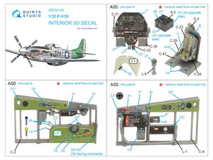Quinta Studio QD32145 P-51D Mustang 3D-Printed &amp;amp; coloured Interior on decal paper (Zoukei-Mura SWS) 1/32 – immagine 2