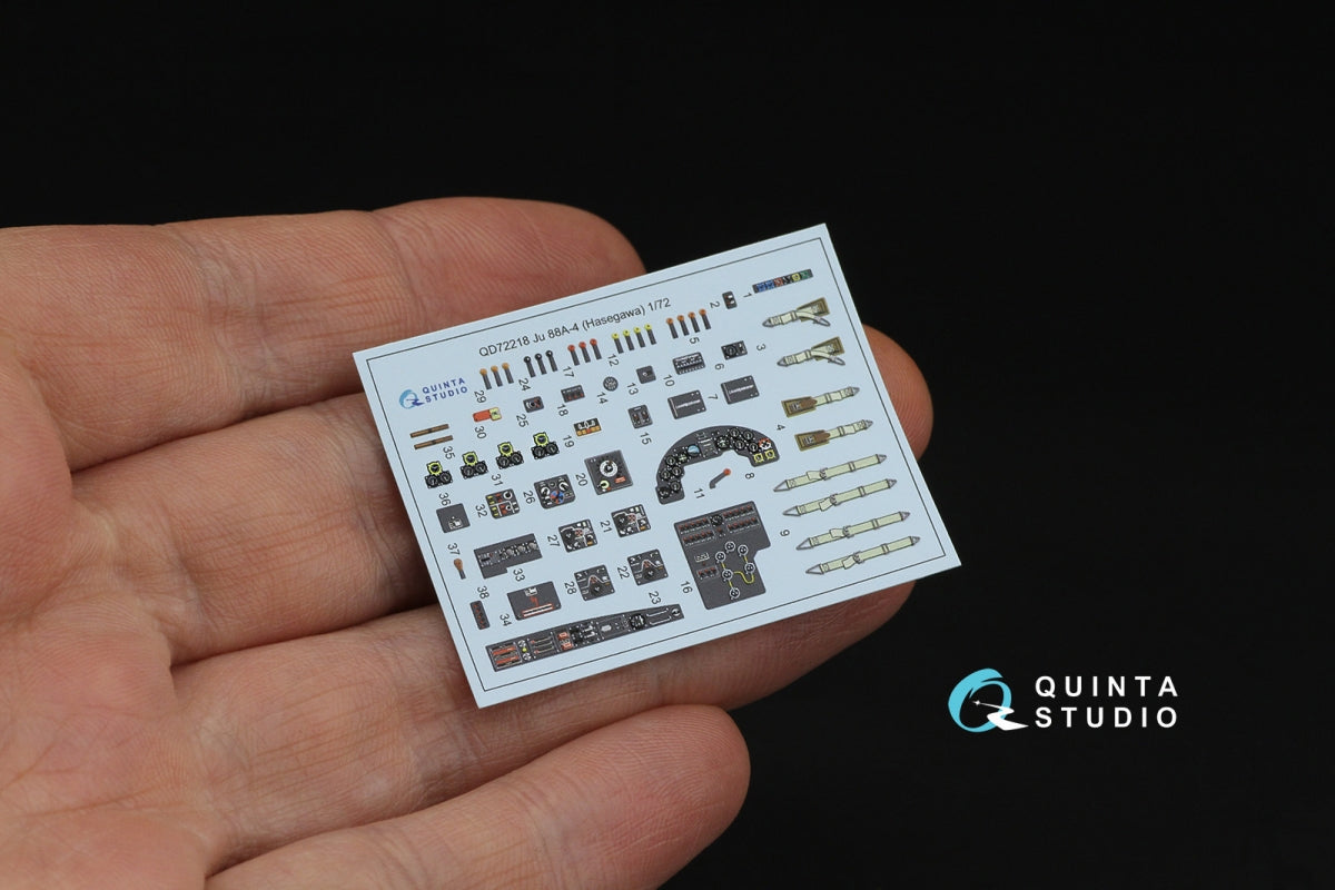 Quinta Studio QD72218 Ju 88A-4 3D-Printed &amp;amp; coloured Interior on decal paper (Hasegawa) 1/72 – imagen 7