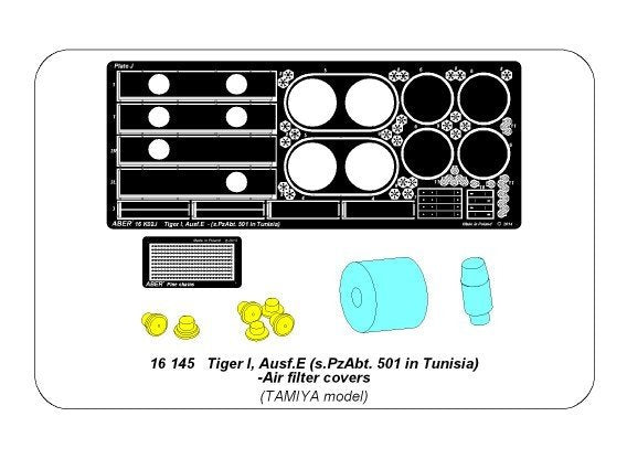 Aber 16145 Tiger I. Tunisie 501 Couvercles de filtre à air Abt