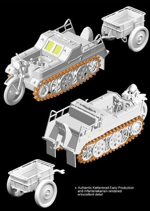 Dragon 6341 Sd.Kfz.2 Kettenkrad Early Production w/Infanteriekarren 1/35 – zdjęcie 7