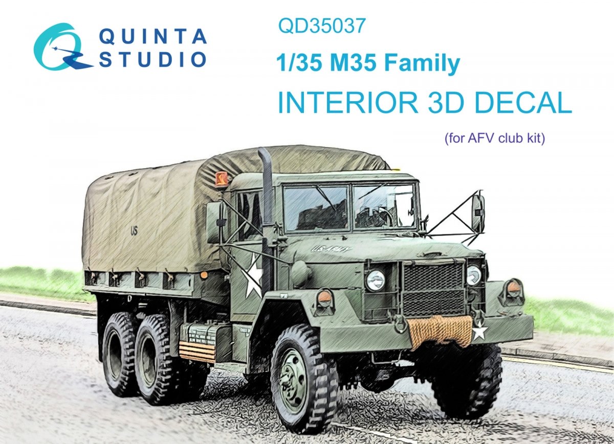 Quinta Studio QD35037 M35 Family 3D-Printed & coloured Interior on decal paper (AFV club) 1/35