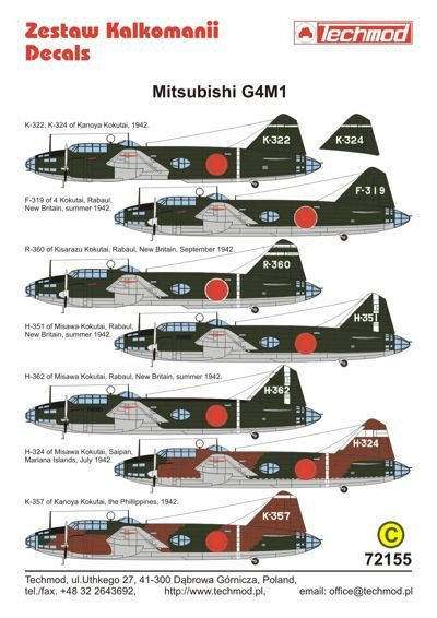 Techmod 72155 G4M1 Betty 1/72
