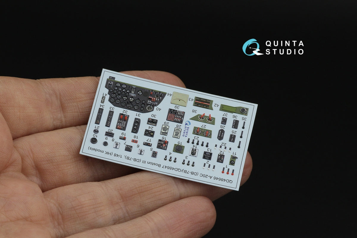 Quinta Studio QD48647 Boston III (DB-7B) 3D-Printed &amp; coloured Interior on decal paper (HK models) 1/48