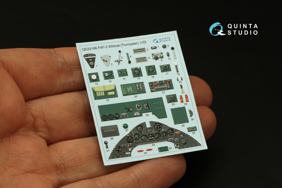 Quinta Studio QD32186 F4F-3 Wildcat 3D-Printed coloured Interior on decal paper (Trumpeter) 1/32 – immagine 4