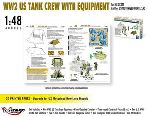 Mirage Hobby 480006 WW2 US Tank Crew With Equipment For M8 Scott And Other US Motorised Howitzers 1/48 – immagine 3