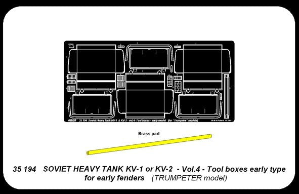 Aber 35194 Russian heavy tank KV-1, KV-2 - vol. 4 - additional set - tool boxes early type for early fenders 1/35 – immagine 4