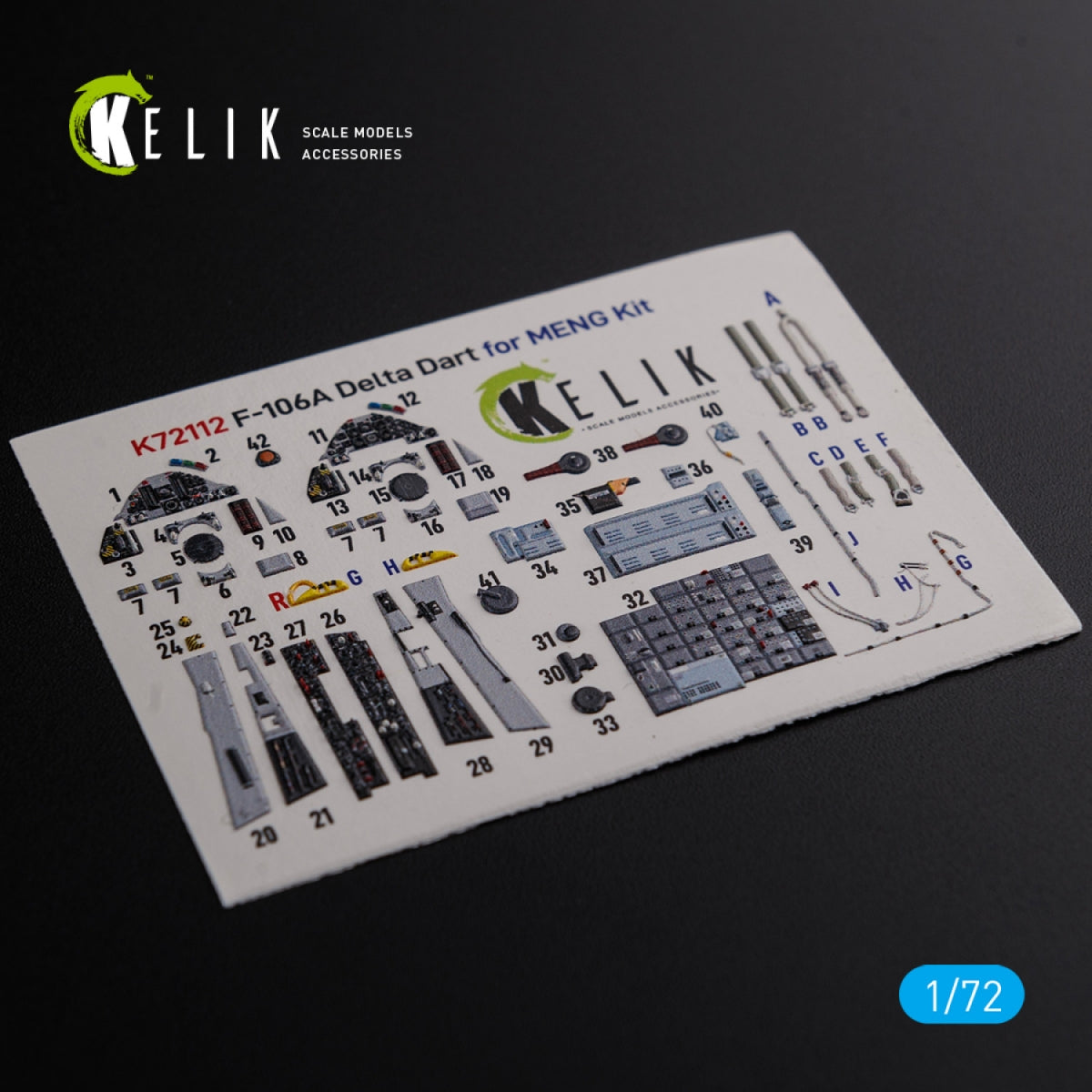 KELIK K72112 F-106A Delta Dart interior 3D decals for Meng kit 1/72