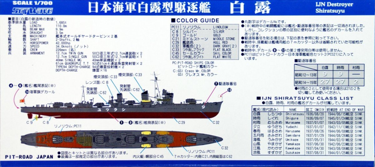 Maquette Pit-Road W135 du destroyer japonais Shiratsuyu avec pièces de coque à l&amp;#39;échelle 1/700 – image 4