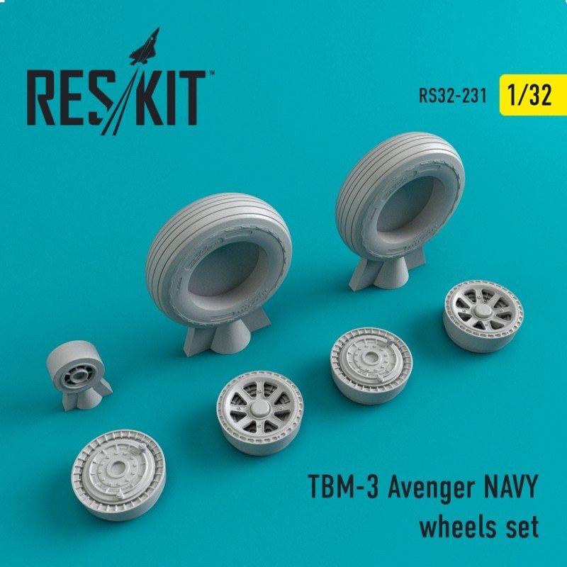 RESKIT RS32-0231 Jeu de roues TBM-3 Avenger NAVY 1/32