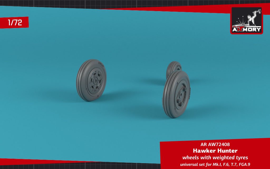 Armory Models AW72408 Hawker Hunter weighted wheels 1/72 – immagine 2