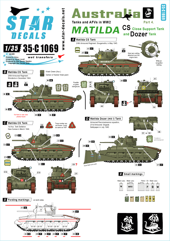 Star Decals 35-C1069 Australie Chars et véhicules blindés n° 4 1/35