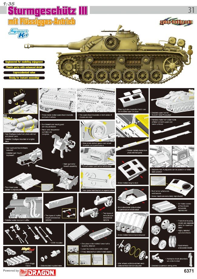 Cyber Hobby 6371 Sturmgeschutz III mit Flussiggas-Antrieb 1/35 – immagine 2