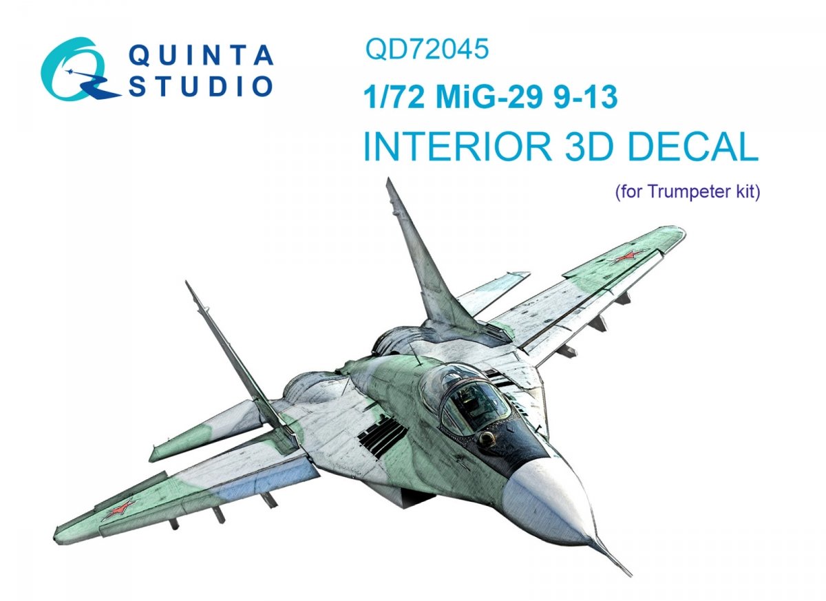 Quinta Studio QD72045 MiG-29 9-13 3D-Printed &amp;amp; coloured Interior on decal paper (Trumpeter) 1/72