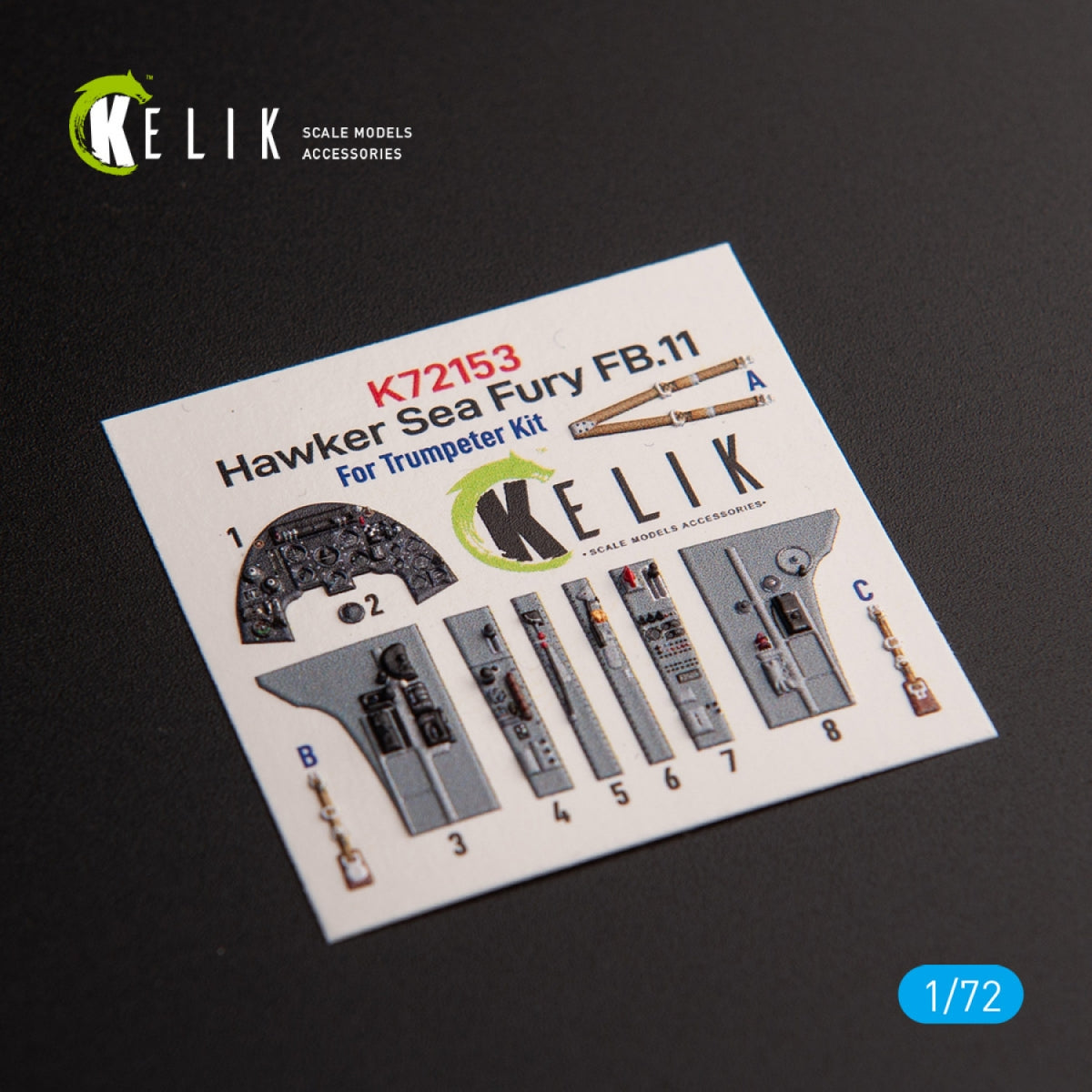 KELIK K72153 Hawker Sea Fury FB.11 - interior 3D decals for Trumpeter kit 1/72