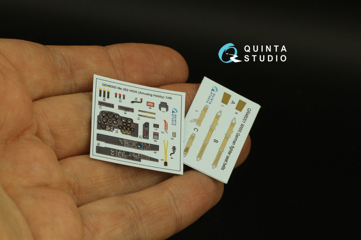 Quinta Studio QD48300 Me 262 HGIII 3D-Printed coloured Interior on decal paper (Amusing Hobby) 1/48 – immagine 3