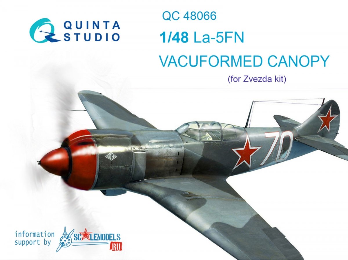 Verrière transparente thermoformée Quinta Studio QC48066 La-5FN, 1 pièce, (pour kit Zvezda) 1/48