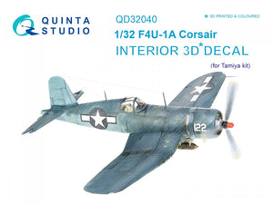 Quinta Studio QD32040 F4U-1A Corsair 3D-Printed &amp;amp; coloured Interior on decal paper (for Tamiya kit) 1/32