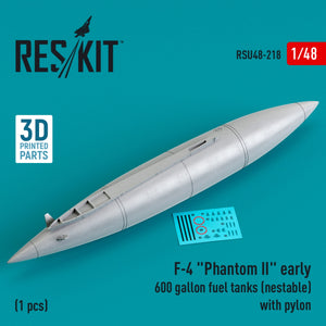 RESKIT RSU48-0218 F-4 « PHANTOM II » Réservoir de carburant de 600 gallons (emboîteable) avec pylône (1 pièce) (imprimé en 3D) 1/48