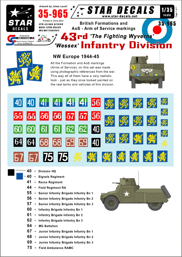 Star Decals 35-965 43e division d'infanterie britannique 1/35