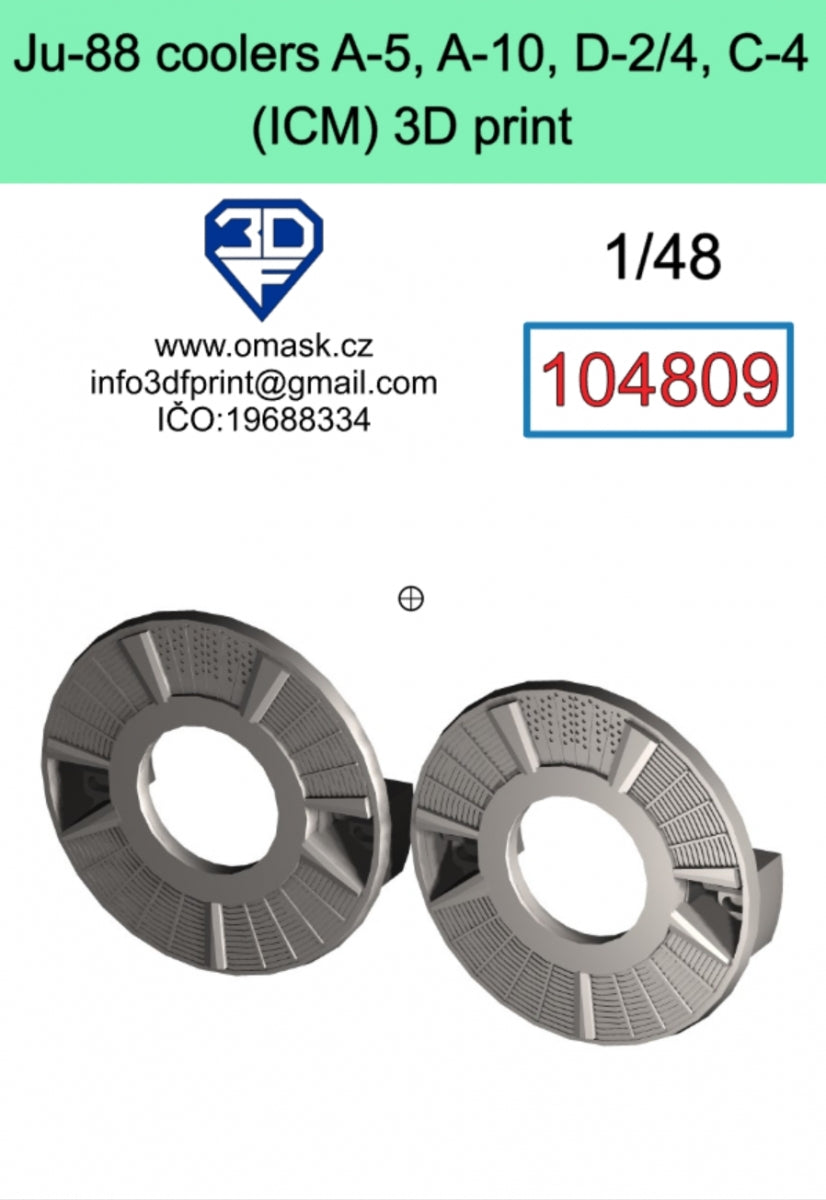 Refroidisseurs Omask 104809 Ju-88 A-5/A-10/D-2/D-4/C-4 (ICM) Impression 3D 1/48