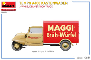 MiniArt 38053 TEMPO A400 KASTENWAGEN 3-WHEEL DELIVERY BOX TRUCK 1/35 – zdjęcie 11