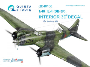 Quinta Studio QD48100 IL-4 3D-Printed &amp;amp; coloured Interior on decal paper (for Xuntong kit) 1/48