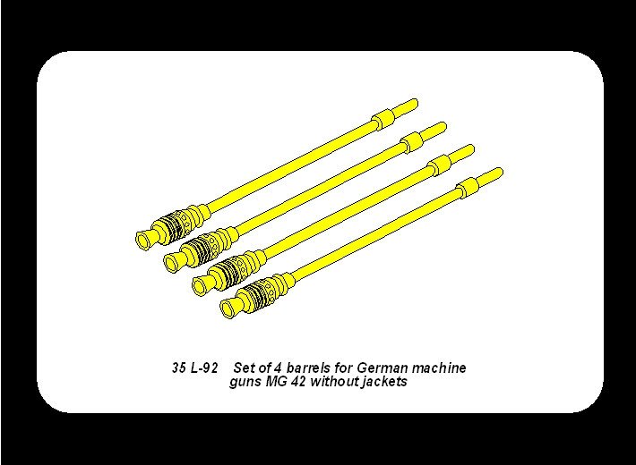 Aber 35L-092 Set of 4 barrels for german machine guns MG42 without jacket 1/35 – immagine 4