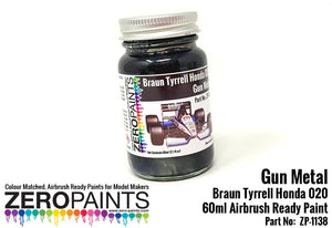 Peinture métal gris anthracite Zero Paints ZP-1138 pour Braun Tyrrell Honda 020, 60 ml