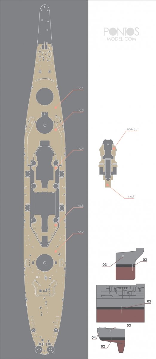 Pontos 35010WD1 USS BB-63 Missouri Wooden Deck set Natural tone 1/350 – zdjęcie 3