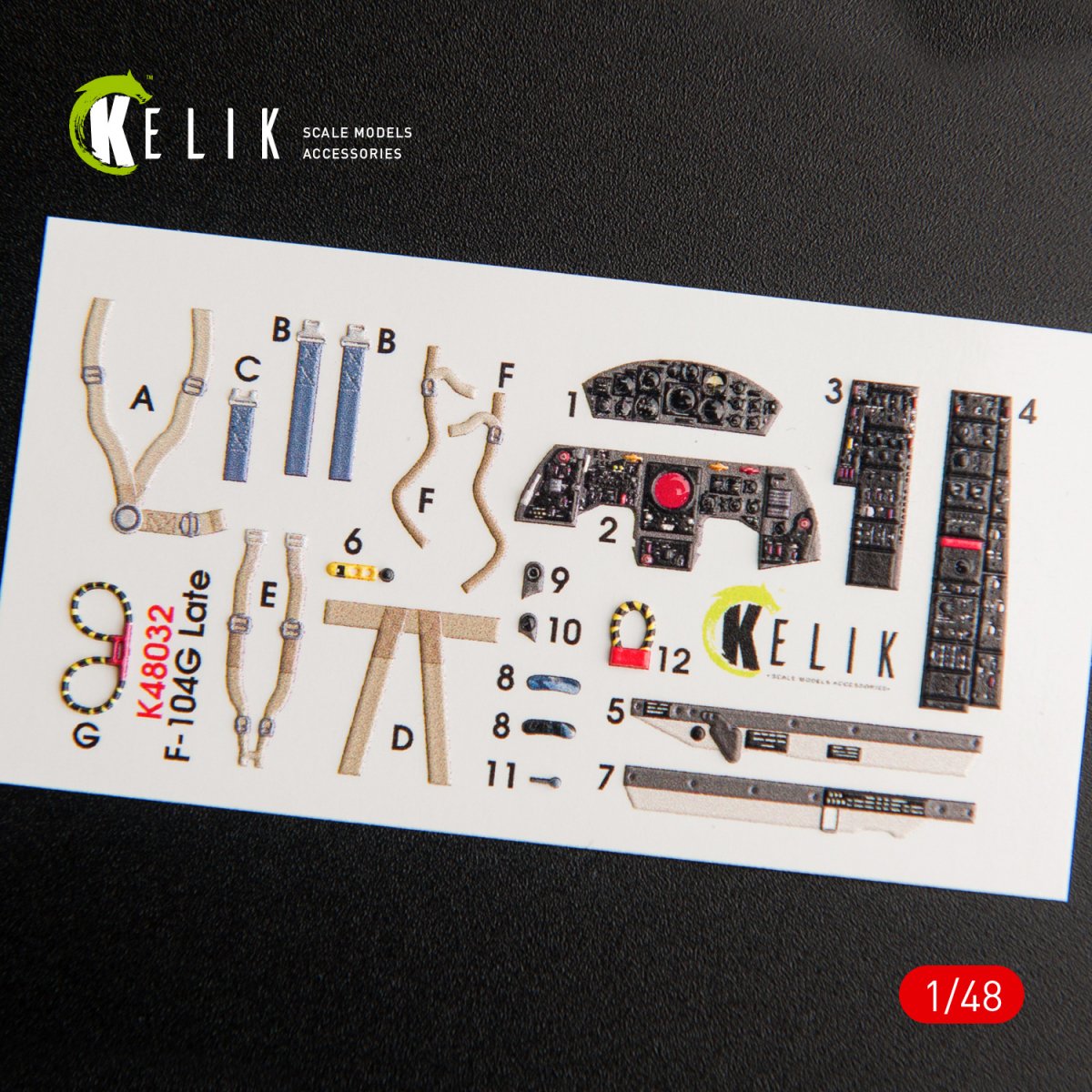 KELIK K48032 F-104G &amp;quot;STARFIGHTER&amp;quot; LATE TYPE INTERIOR 3D DECALS FOR HASEGAWA KIT 1/48 – immagine 2