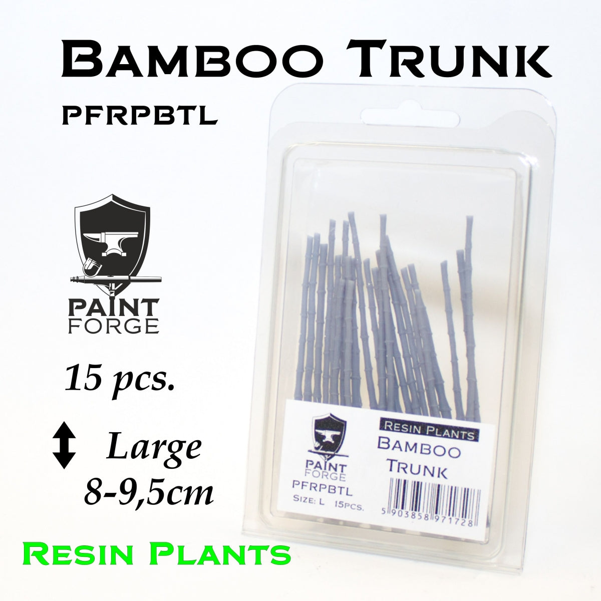 Plantes en résine Paint Forge PFRP1001, motif tronc de bambou, taille L (95 mm), lot de 15 pièces 
