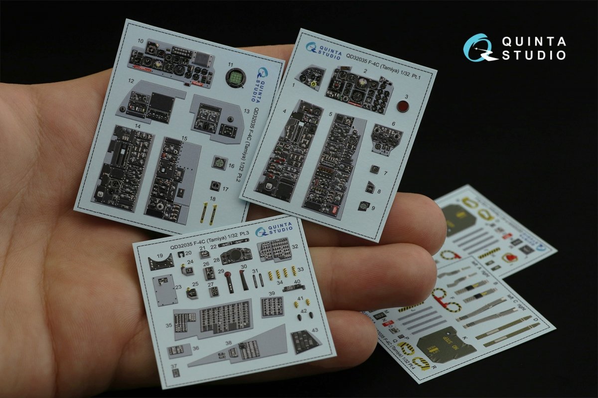 Quinta Studio QD32035 F-4C 3D-Printed &amp;amp; coloured Interior on decal paper (for Tamiya kit) 1/32 – immagine 2