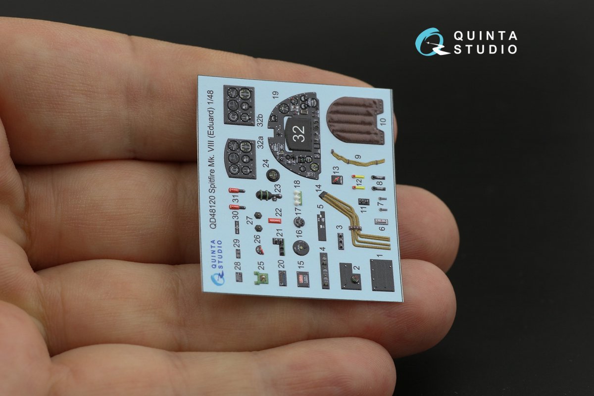 Quinta Studio QD48120 Spitfire Mk.VIII 3D-Printed &amp;amp; colored Interior on decal paper (Eduard) 1/48 – image 5