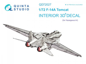 Quinta Studio QD72027 F-14A 3D-Printed &amp;amp; coloured Interior on decal paper (for Hasegawa kit) 1/72