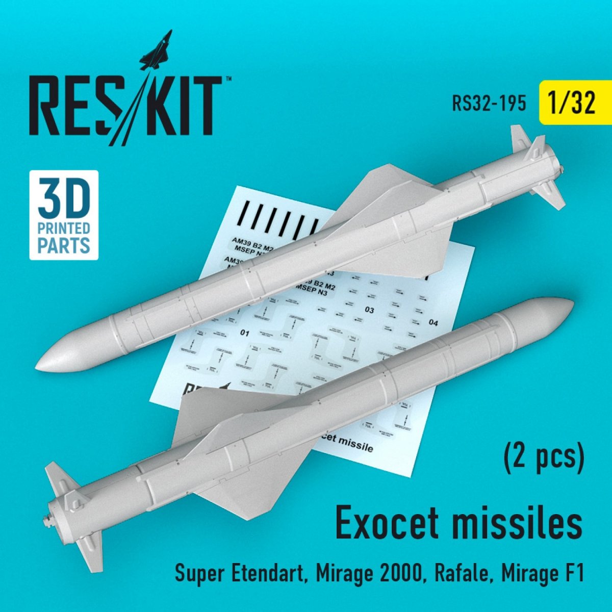 MISSILES EXOCET RESKIT RS32-0195 (2 PIÈCES) 1/32