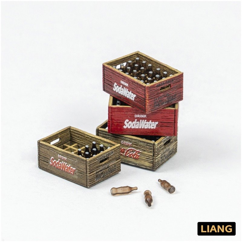 Liang 0434 Beer Soda Bottle Crates WWII x 8 1/48 - 1/72 – immagine 3