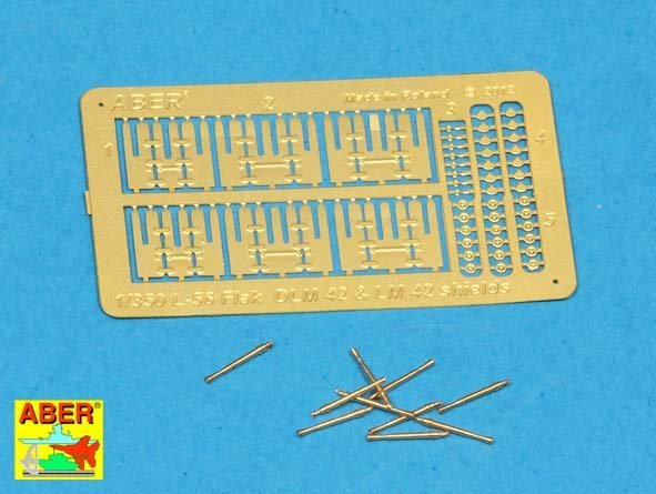Aber 350L-56 Ships gun barrels in 1/350 scale Set of 10 pcs 3.7cm barrels for German Flak 42 with shields (1/350)
