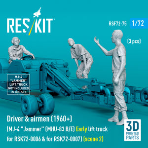 RESKIT RSF72-0075 Driver &amp;amp; airmen (1960+) (3 pcs) (MJ-4 &amp;quot;Jammer&amp;quot; (MHU-83 B/E) Early lift truck for RSK72-0006 &amp;amp; for RSK72-0007) (scene 2) (3D Printed) 1/72 – Bild 2