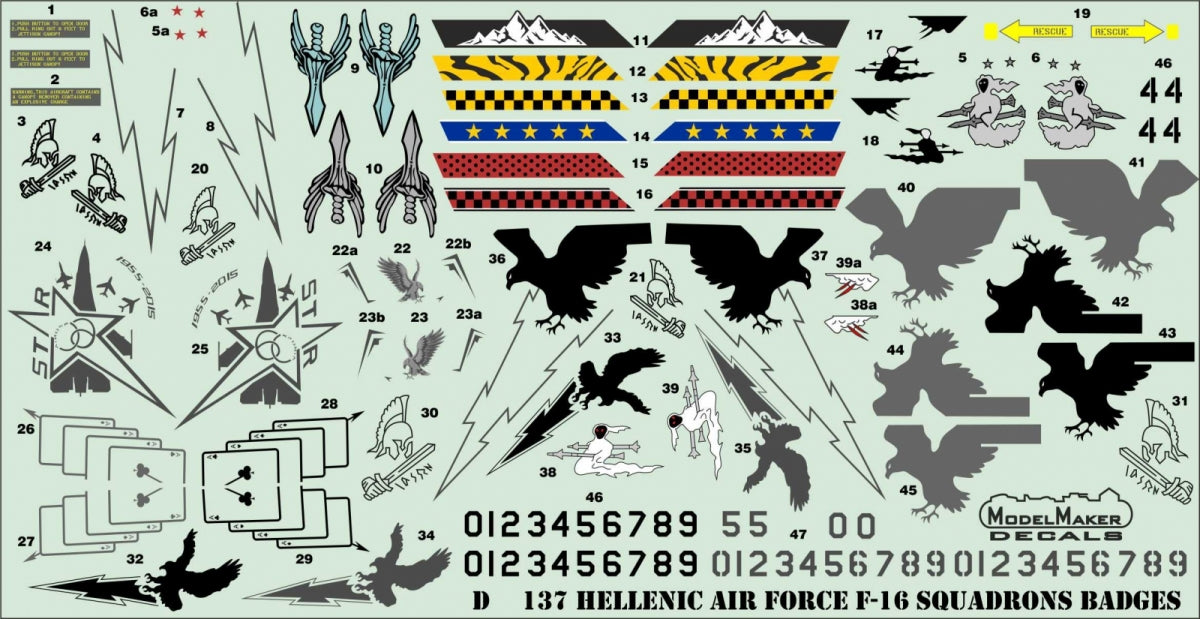 ModelMaker Decals D48137 Hellenic Air Force F-16&amp;#39;s Squadrons 1/48 – immagine 3