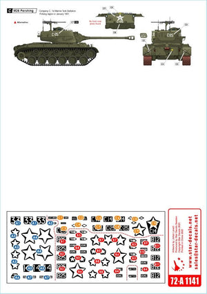 Star Decals 72-A1141 Korean War 1950-53 # 2. USMC Tanks. Pershing. 1/72 – zdjęcie 2