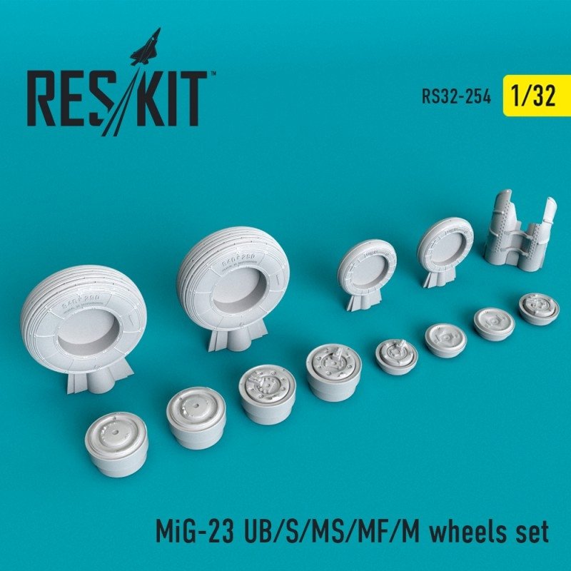 RESKIT RS32-0254 Jeu de roues MiG-23 (UB/S/MS/MF/M) 1/32