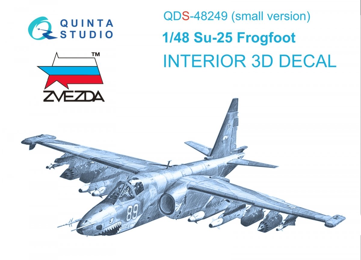 Quinta Studio QDS-48249 Su-25 3D-Printed &amp;amp; colored Interior on decal paper (Zvezda) 1/48