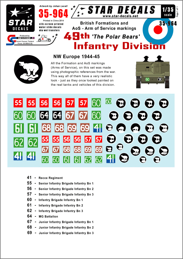 Star Decals 35-964 49e division d'infanterie britannique 1/35