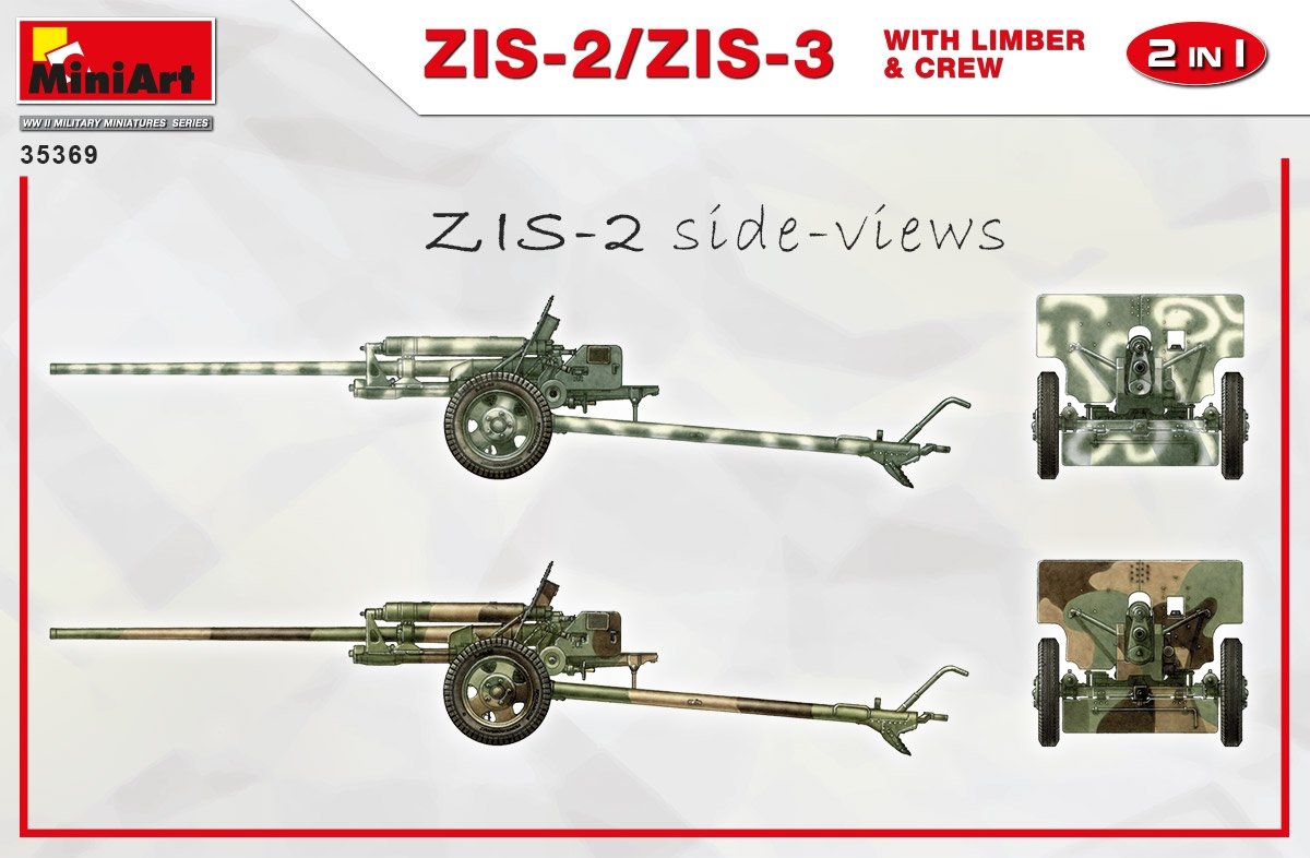 MiniArt 35369 ZiS-2/ZiS-3 with Limber &amp;amp; Crew 1/35 – immagine 2
