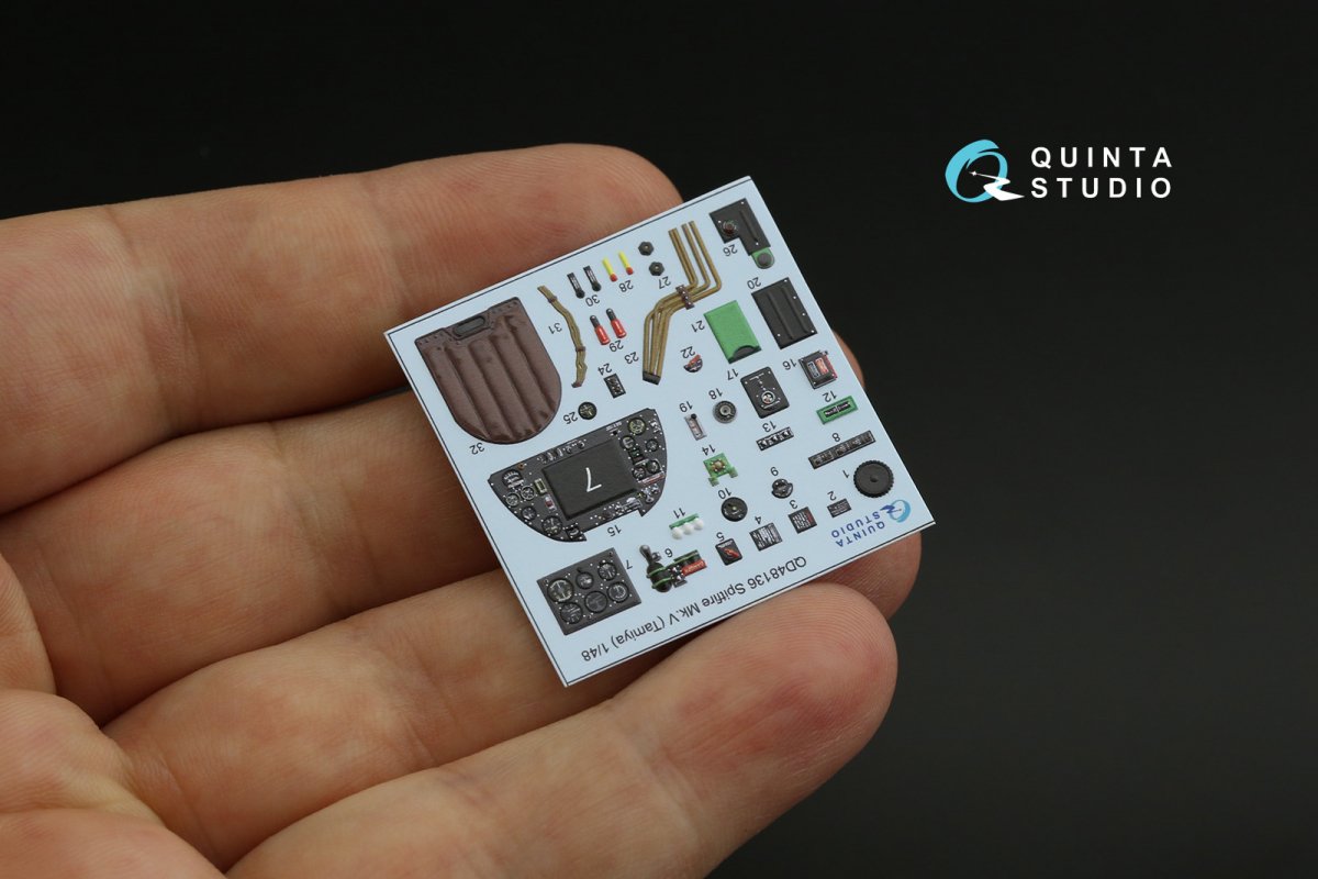 Quinta Studio QD48136 Spitfire Mk.V 3D-Printed &amp;amp; coloured Interior on decal paper (Tamiya) 1/48 – zdjęcie 5