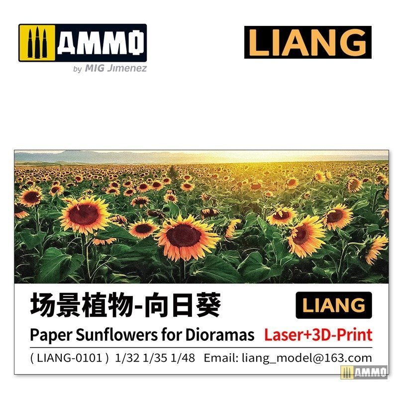 Liang 0101 Tournesols en papier pour dioramas (pièces imprimées au laser et en 3D)